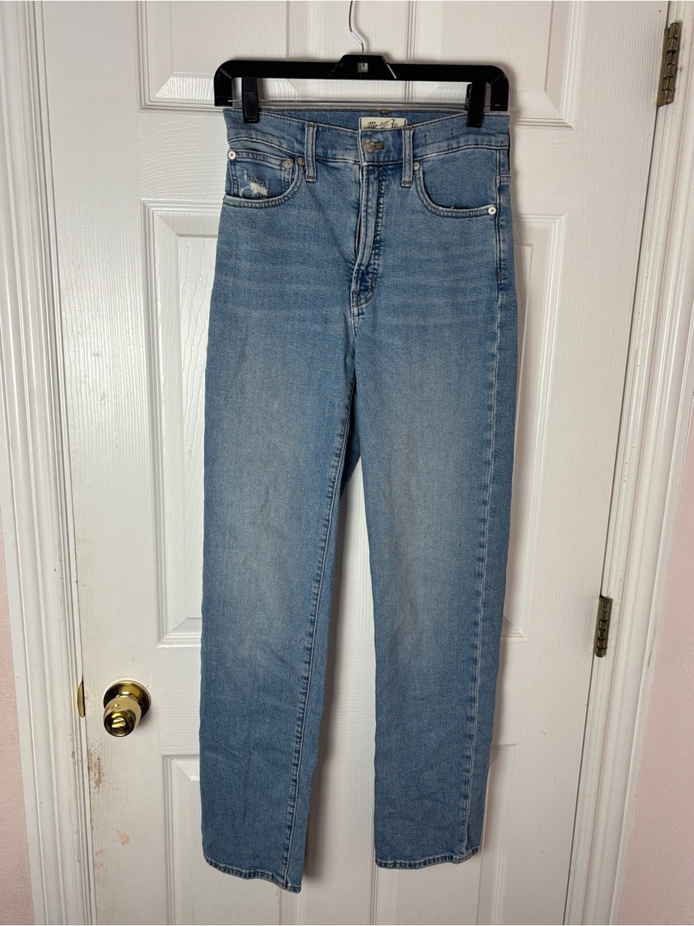 Madewell High Rise Skinny Jeans Medium Wash Distressed Woman's 25T - Picture 2 of 10